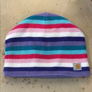 Carhartt Adorable and Warm Multicolor Striped Fleece Lined Knit Hat O/S